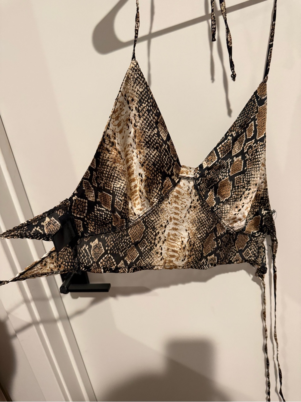 Snake Print Crop Tie Top - Club Top